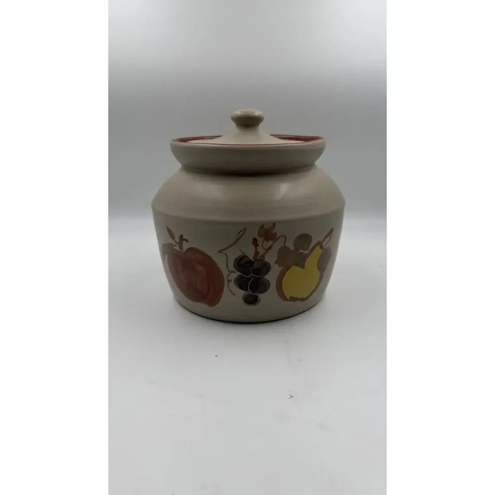 Vintage Chatham Pottery Unmarked Fruit Motif Pottery Cookie Jar